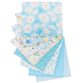 CraftsFabrics Lot de 8 Fat Quarters de tissu 100 % coton à imprimé floral bleu pour bricolage, couture, matelassage et loisirs créatifs pour enfants